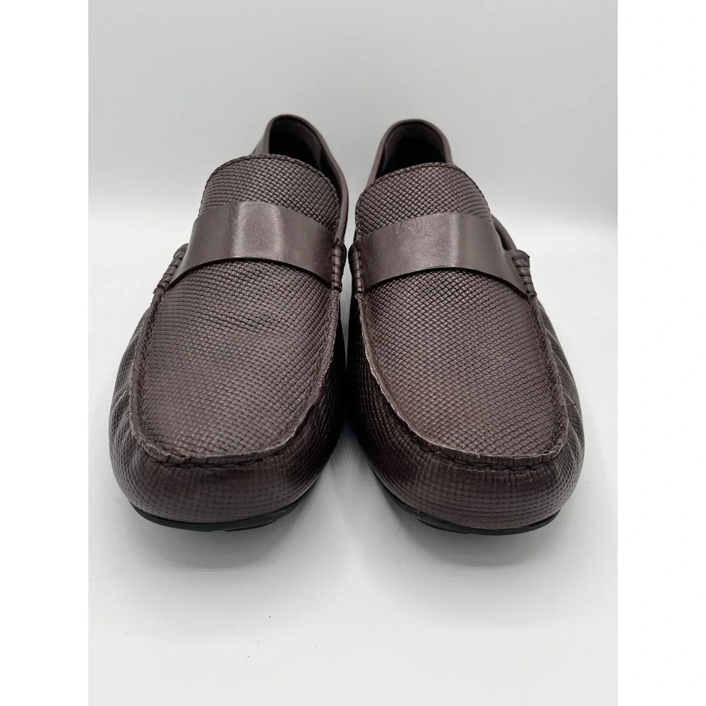 Rockport RMTAYO Men Brown Textured Leather Penny Loafer Driving Mocs Sz 12W